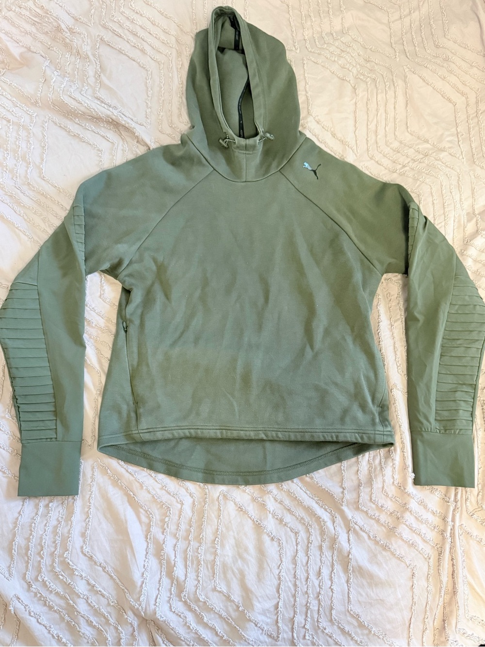 Puma Olive Green Funnel Neck Pullover Hoodie